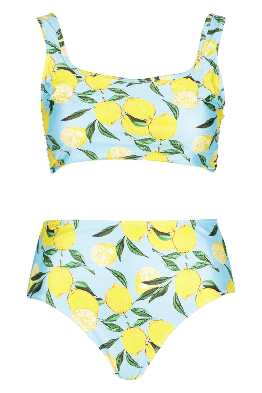 Lemon print high waisted bikini clearance